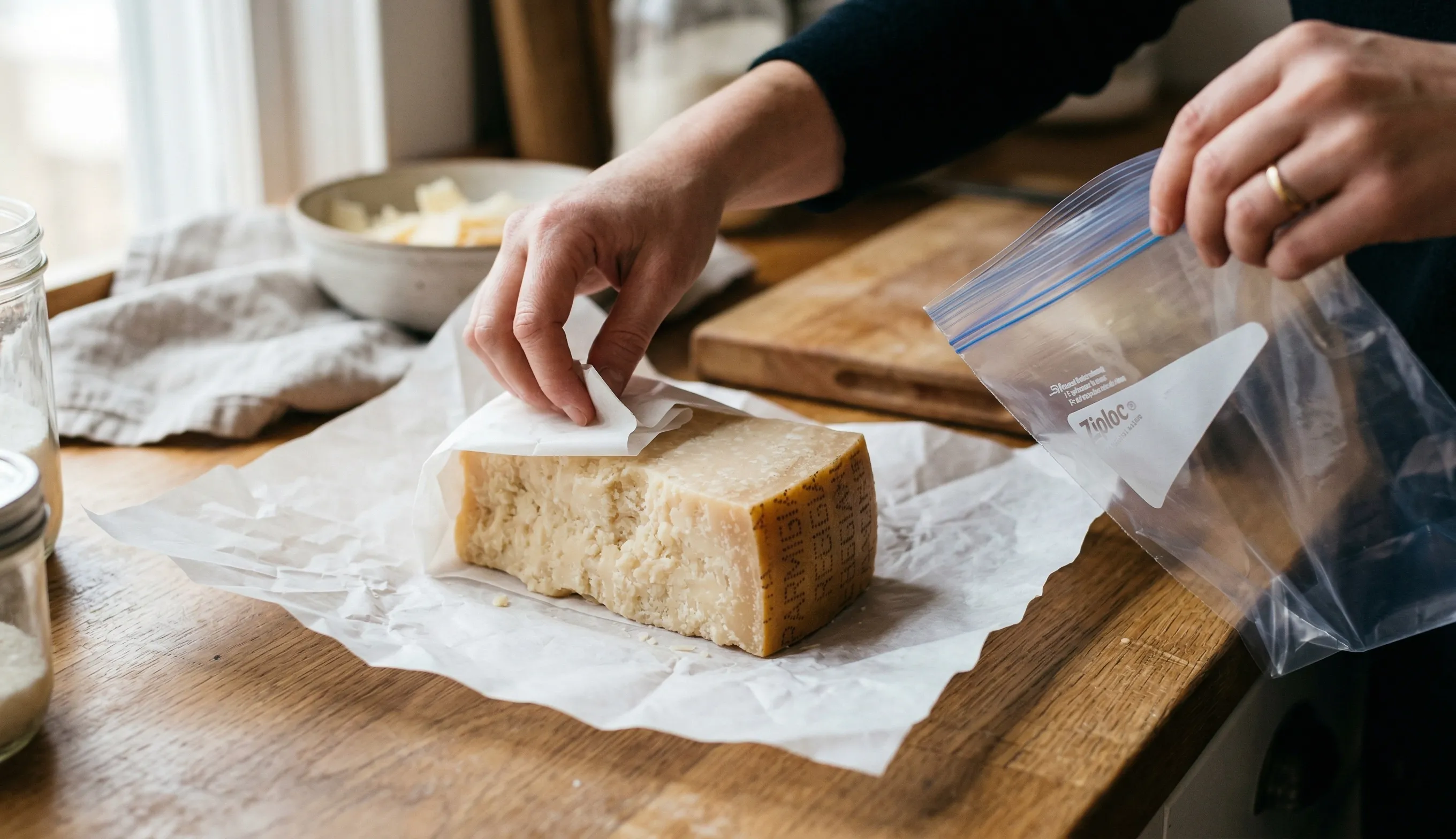 Congeler du parmesan en bloc dans un sac hermétique pour conserver son goût