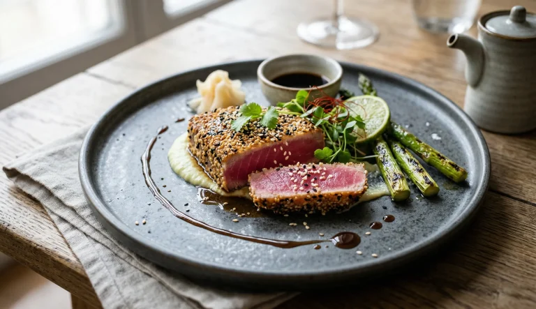 marinade thon rouge tataki snacké cœur rosé