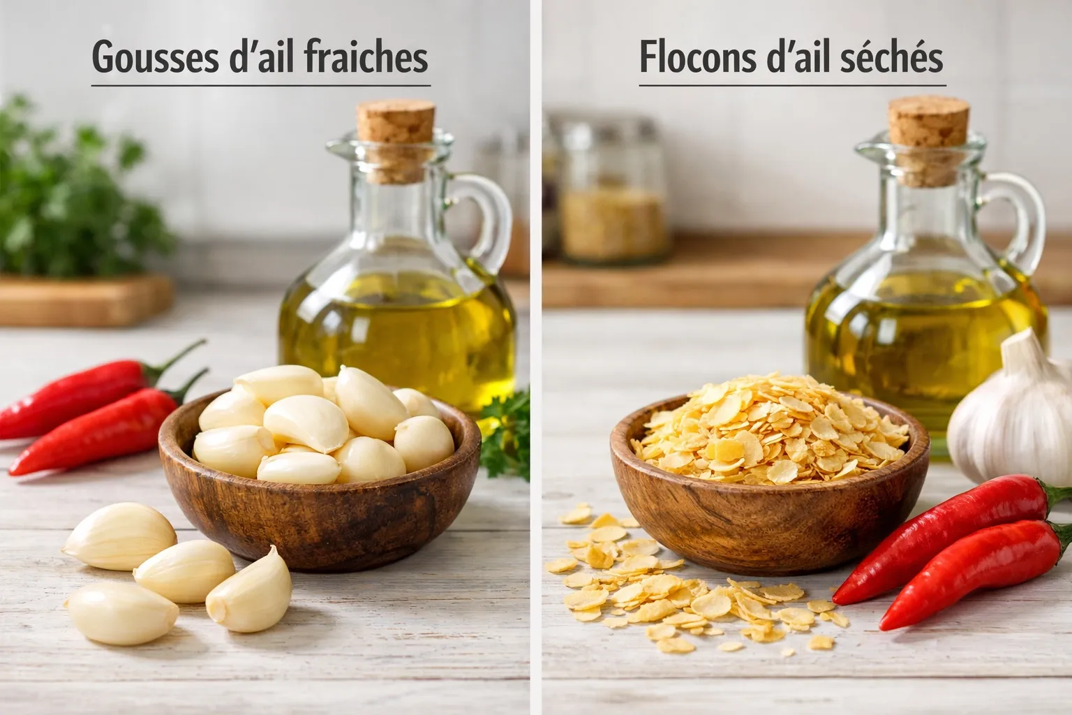 différence ail frais et ail séché huile piment