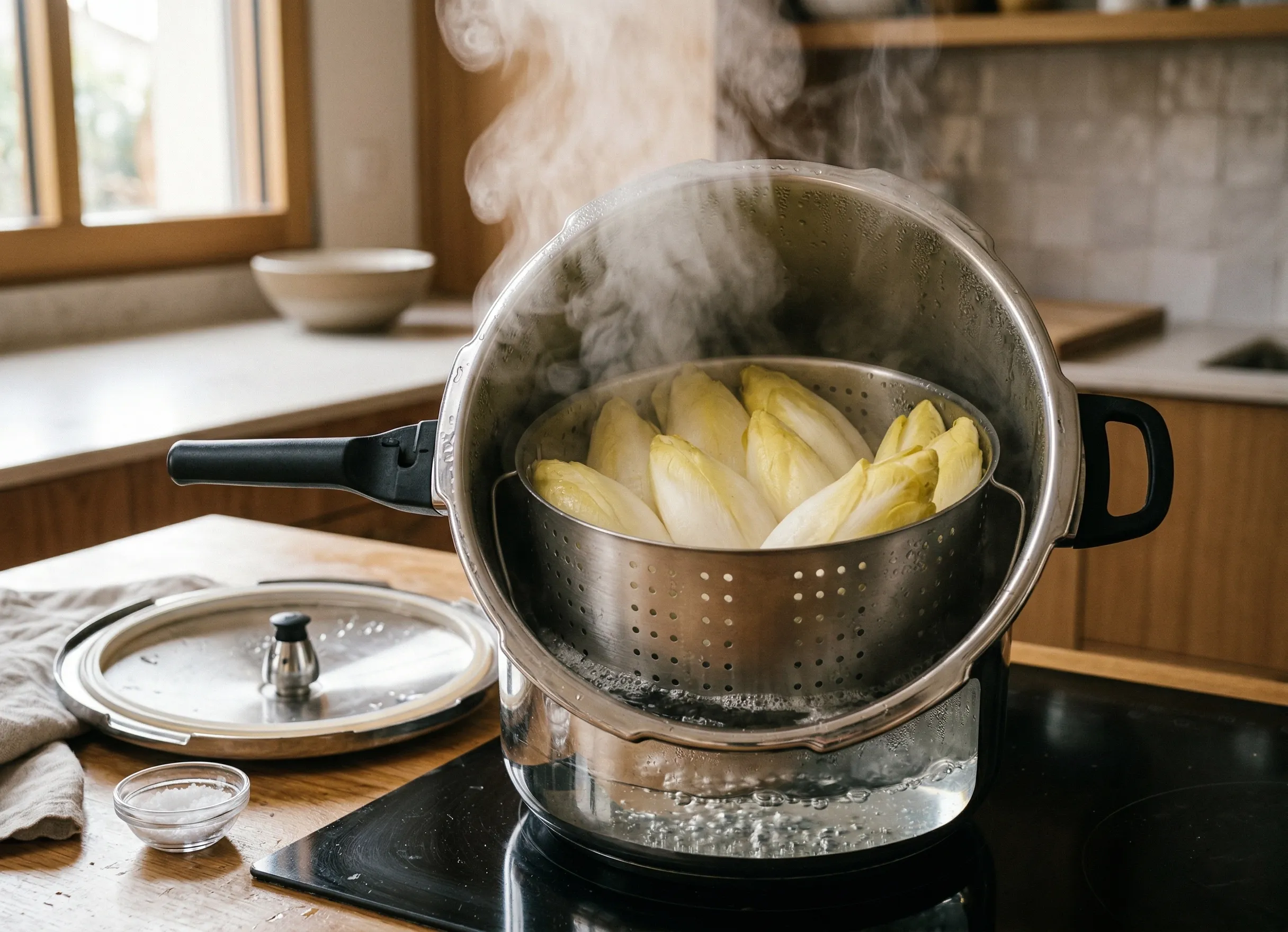 Cuisson des endives à la vapeur dans une cocotte minute