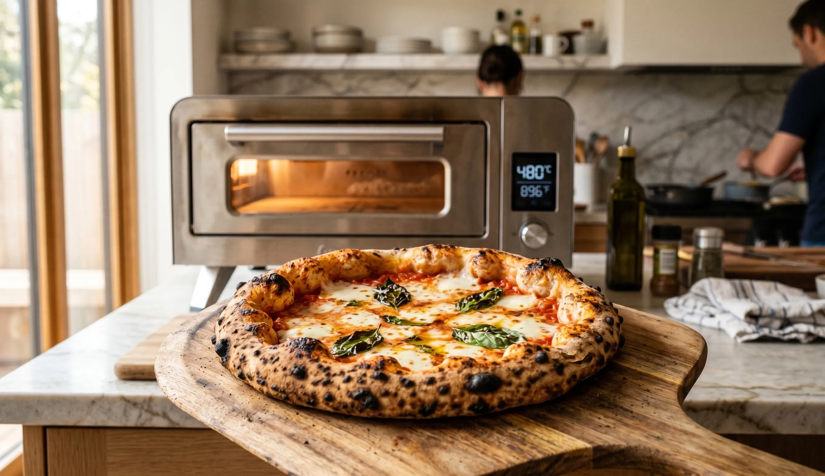 pizza napolitaine cuite dans un four à pizza électrique moderne