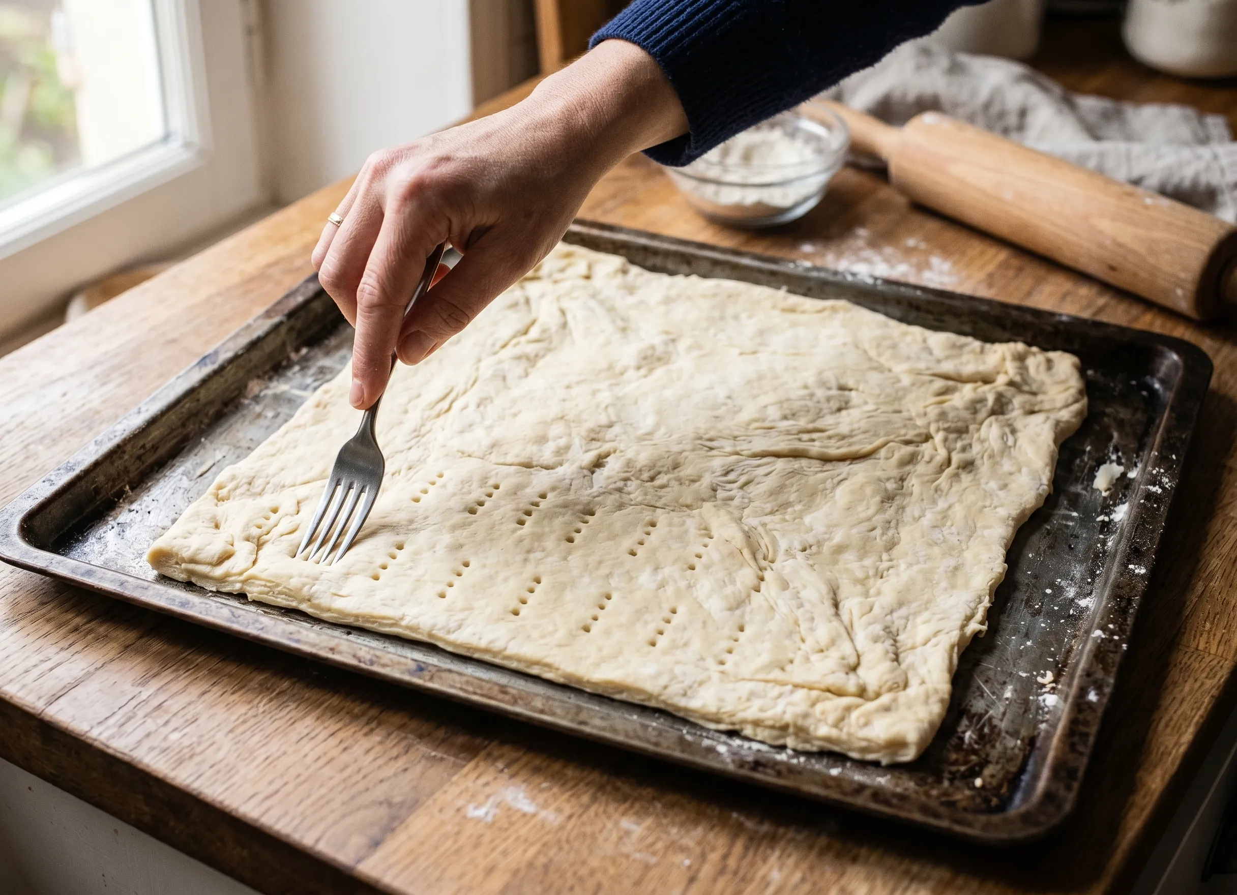 Technique pour piquer une pâte feuilletée avant cuisson pour éviter qu’elle gonfle