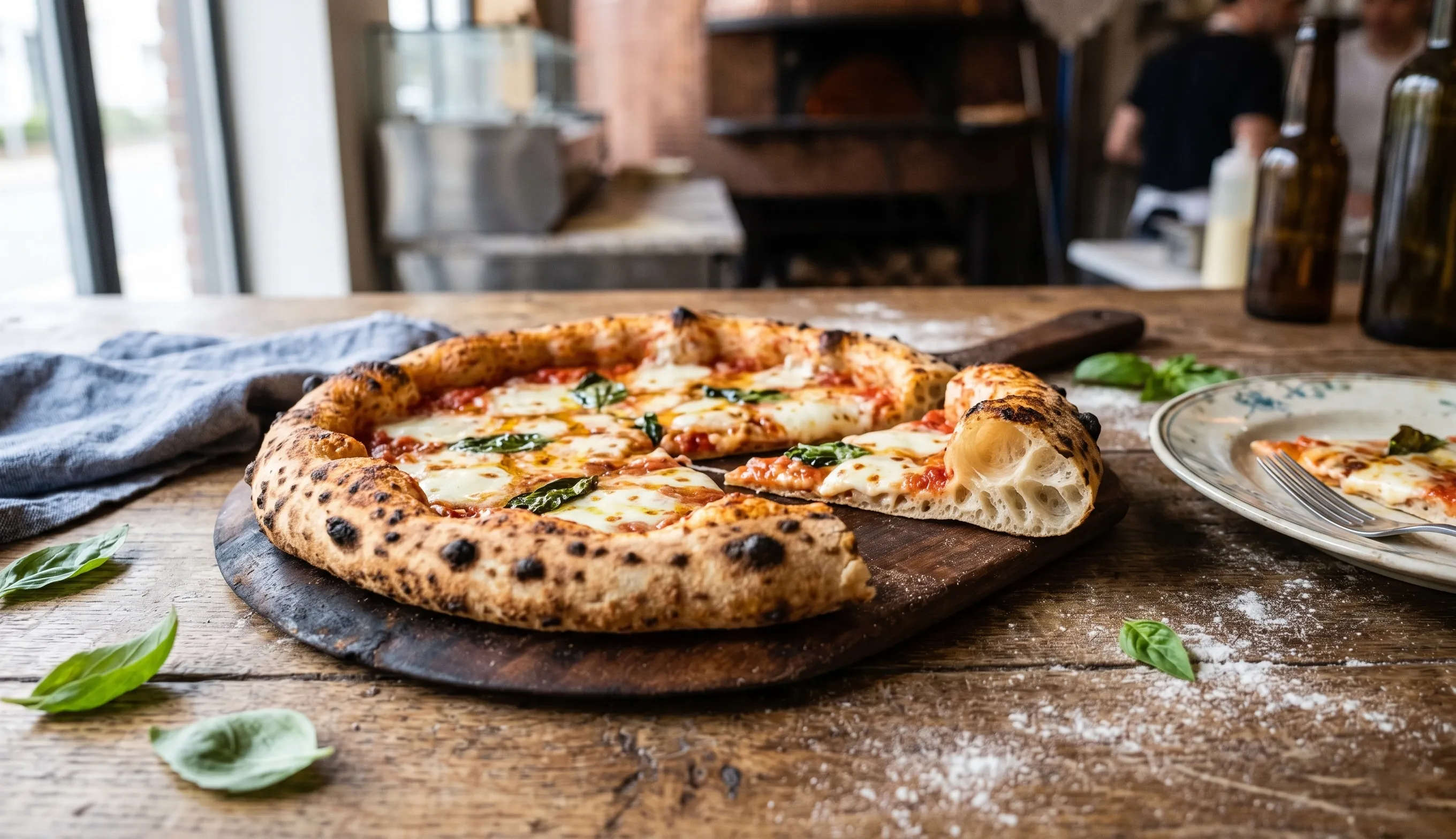 Pizza napolitaine à la farine Manitoba avec croûte alvéolée et mie légère