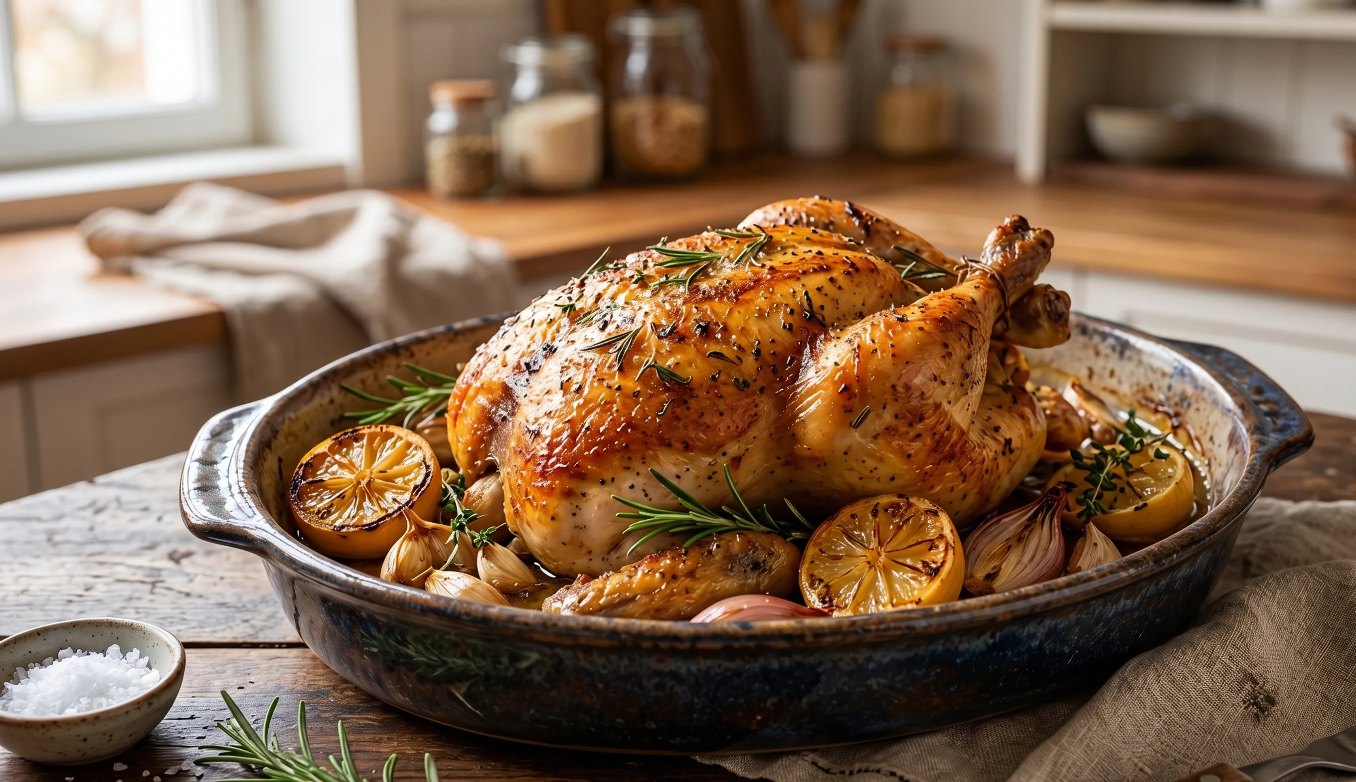 poulet au citron au four croustillant entier