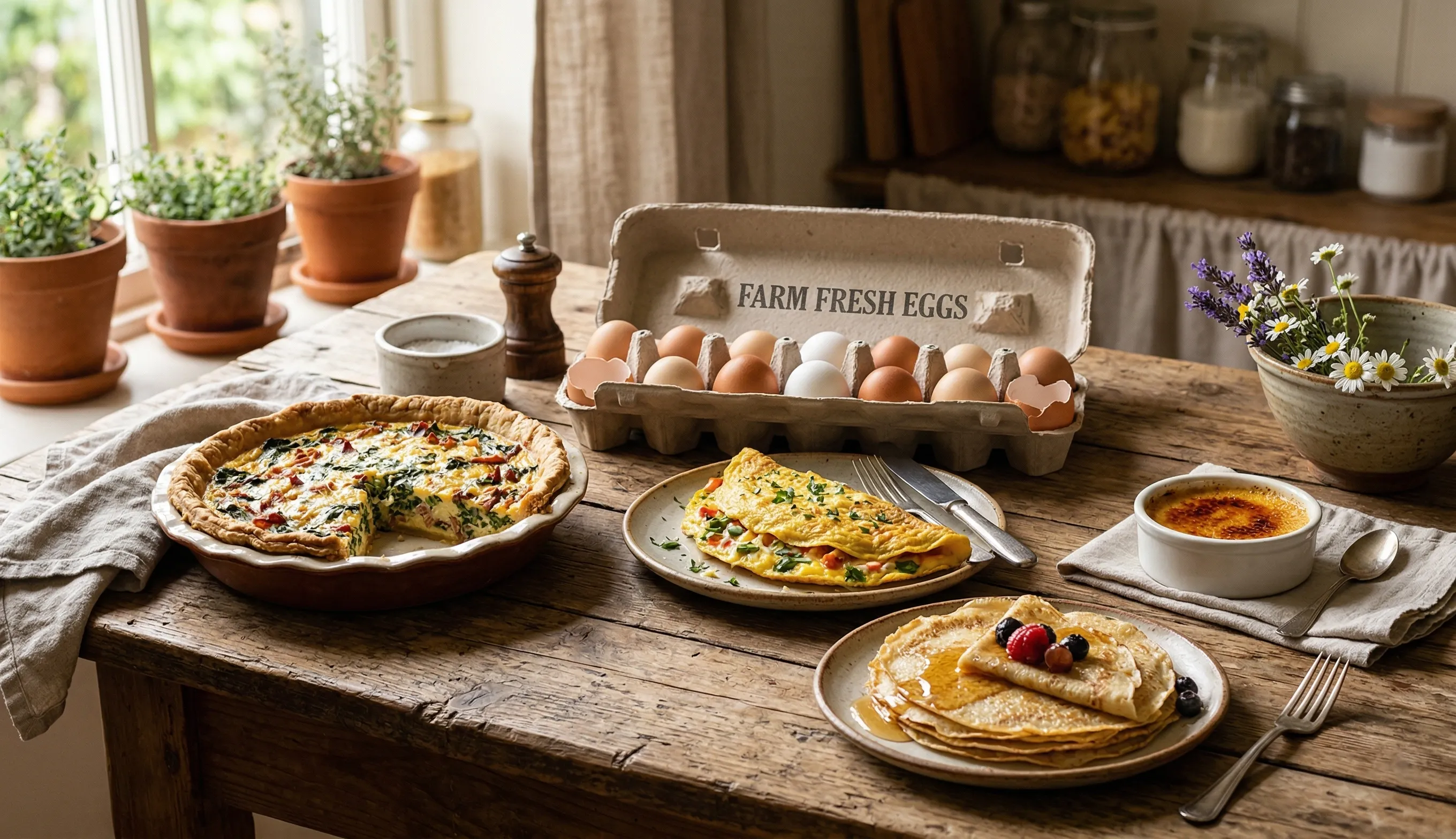 recettes gourmandes pour écouler des œufs en surplus avec quiche omelette crêpes et dessert maison