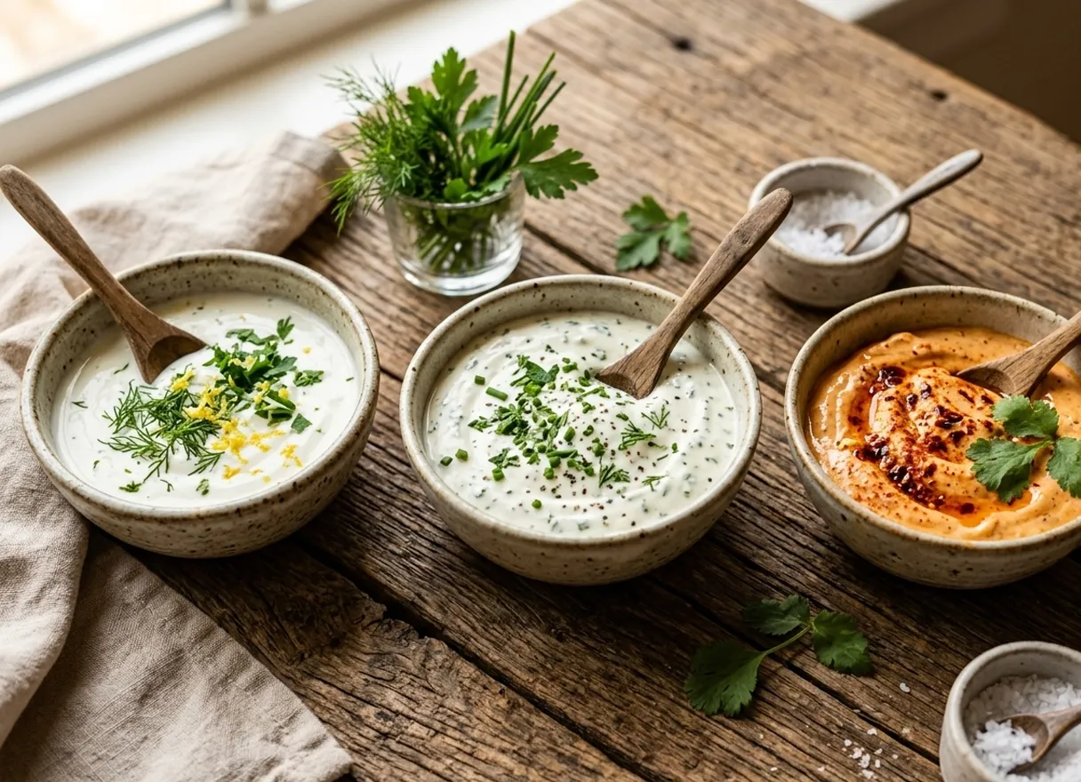 sauces maison pour pierrade yaourt citron fromage frais et mayonnaise paprika