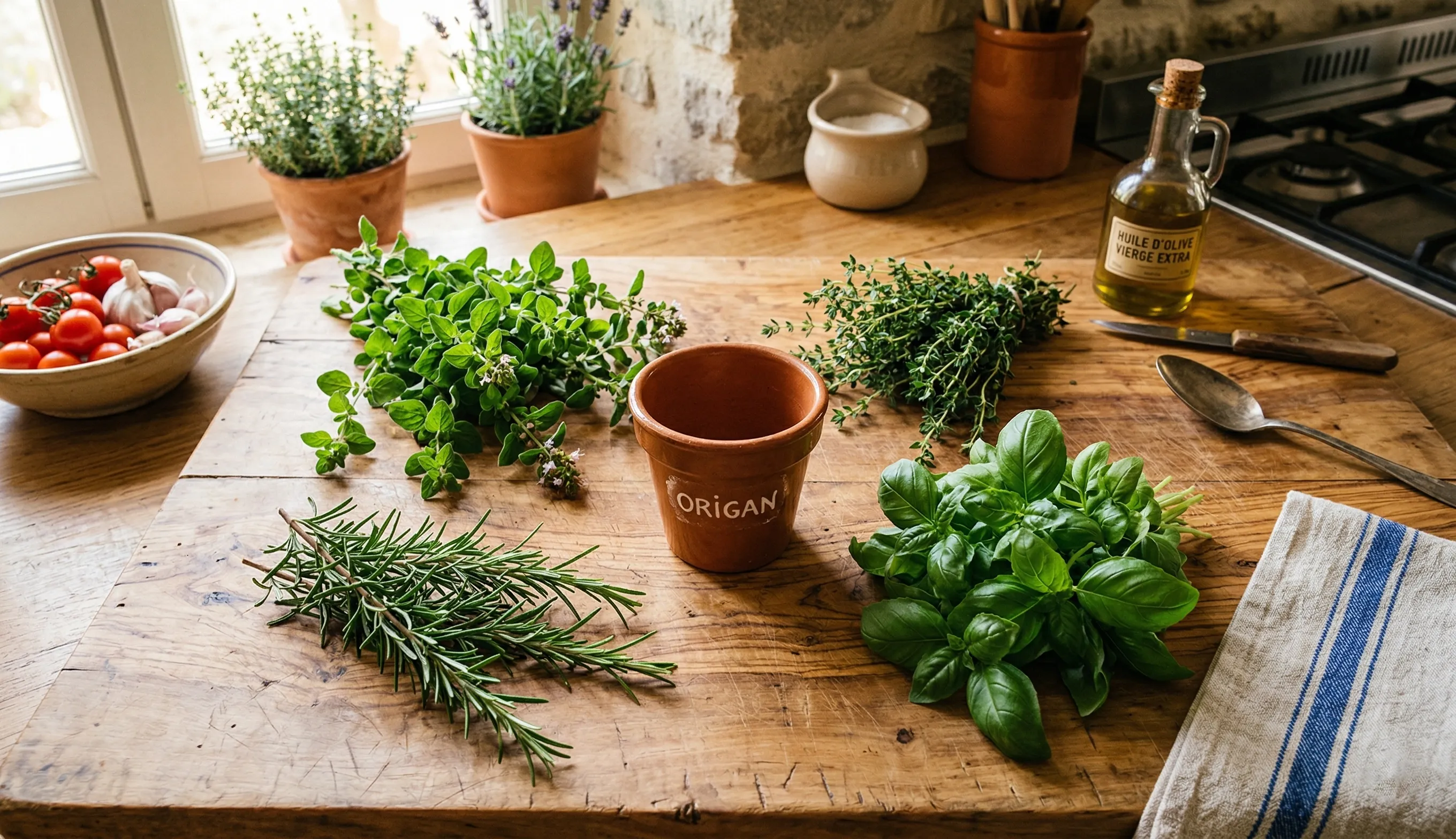 remplacer l’origan avec marjolaine thym basilic romarin