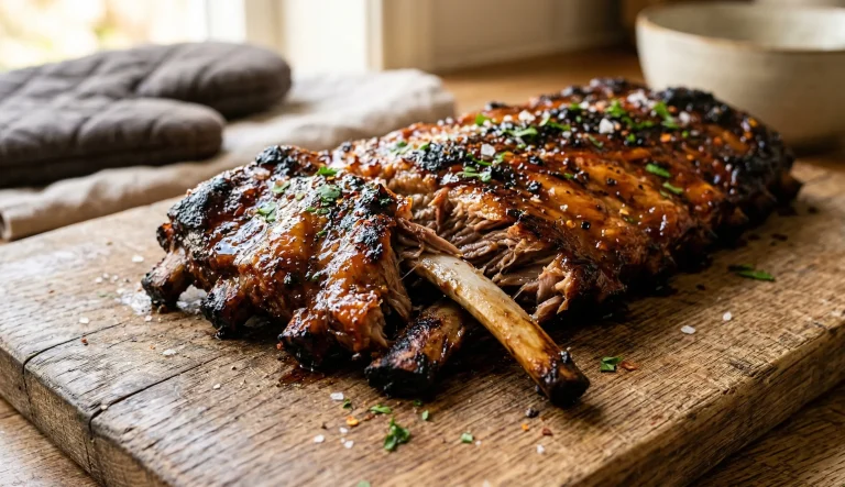 travers de porc fondant au four avec laquage caramélisé
