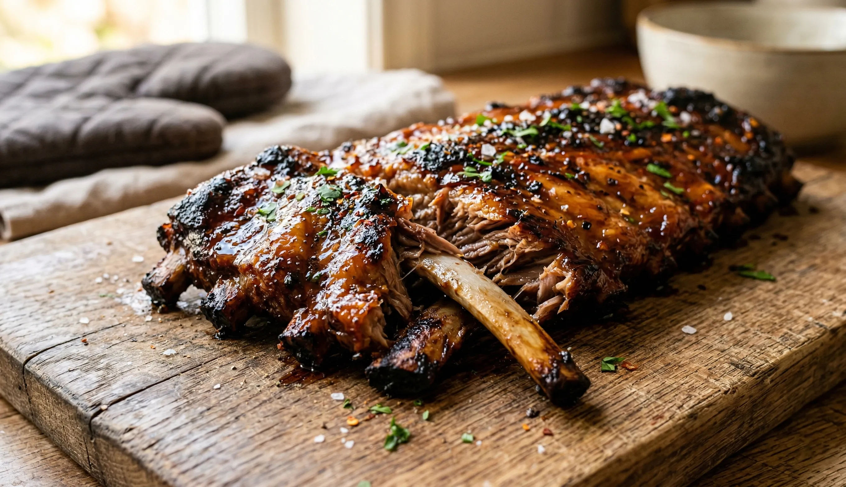 travers de porc fondant au four avec laquage caramélisé
