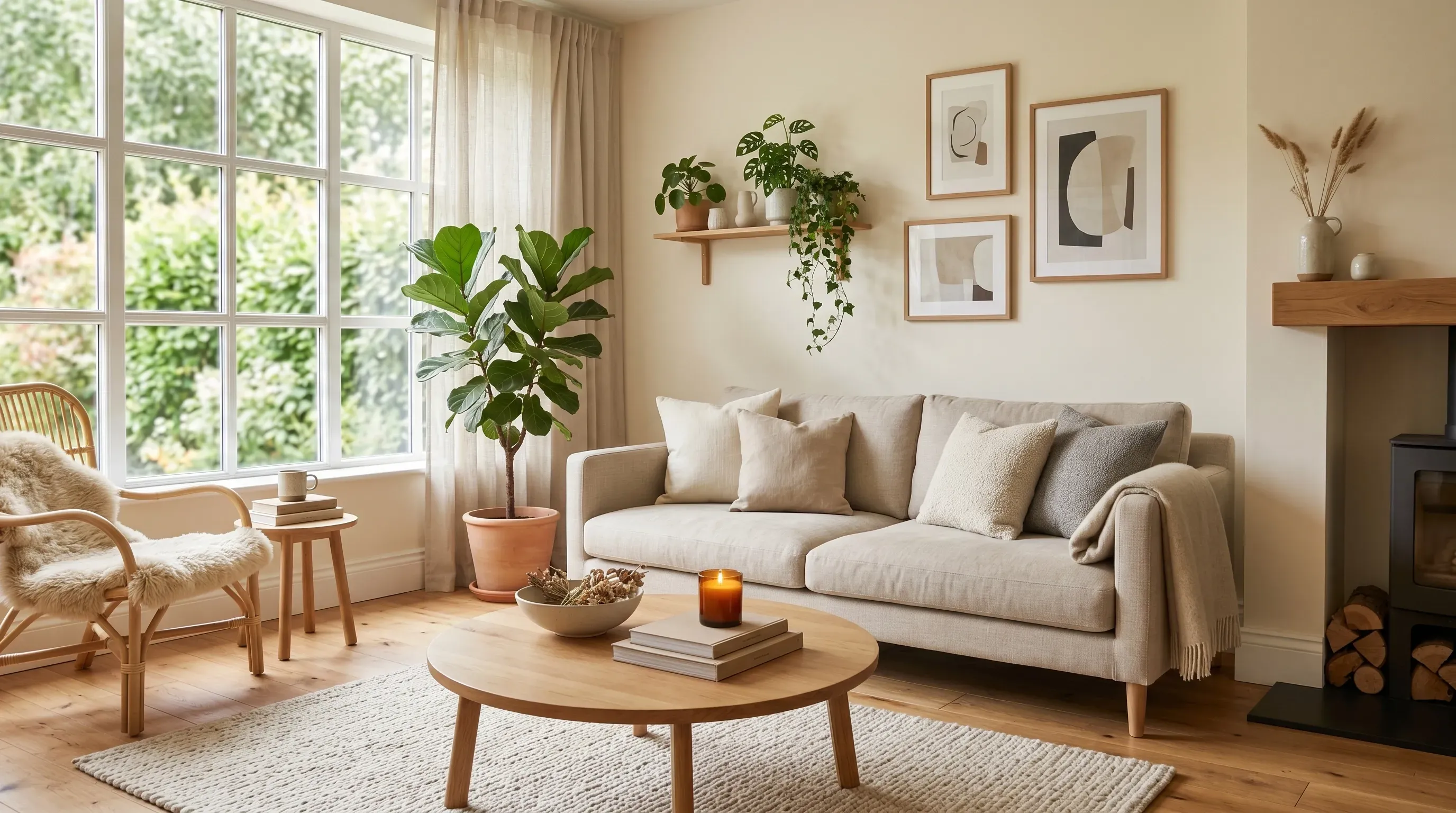 Salon cosy et chaleureux avec décoration moderne, inspiration maison et lifestyle