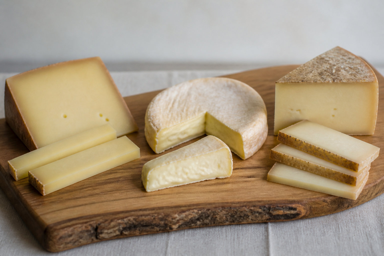 Beaufort, Reblochon et Tomme de Savoie sur un plateau